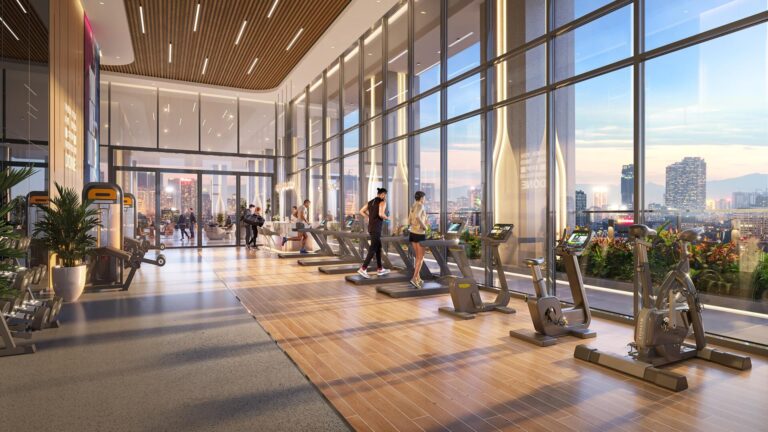 Phòng tập gym được trang bị máy móc hiện đại từ các thương hiệu nổi tiếng