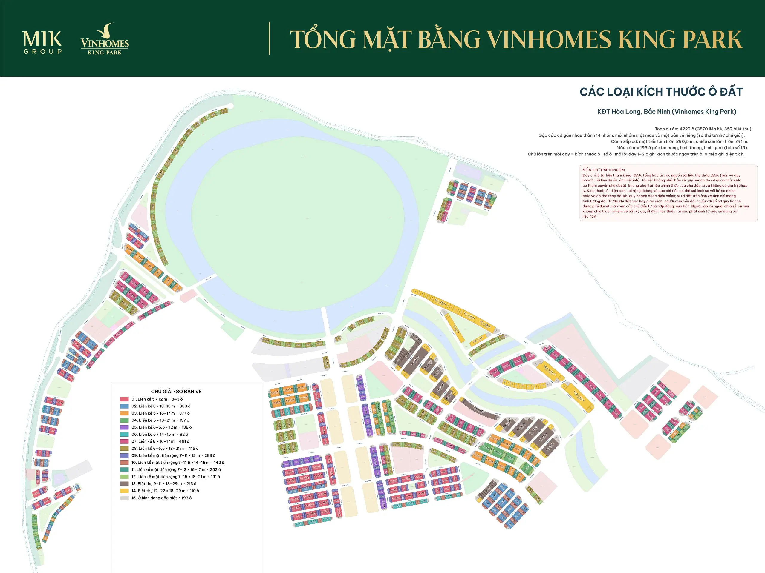 Mặt bằng Vinhomes King Park Bắc Ninh: Chi tiết phân khu A1, A2 và A3